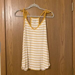 Mustard yellow and white striped tank top